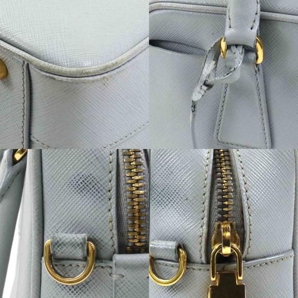 Prada PRADA handbag diagonal shoulder bag logo leather light gray gold ladies - Picture 3 of 5